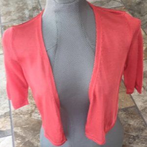 Talbots M Crop Rose Coral Cardigan Sweater Shrug